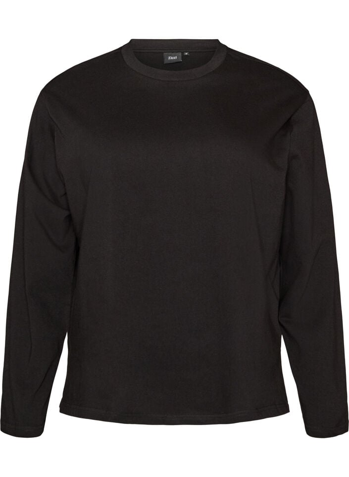 Basis t-shirt med lange &aelig;rmer, Sort, Packshot image number 0