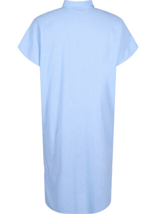 Lang skjorte i bomuldsmix med hør , Serenity, Packshot image number 1