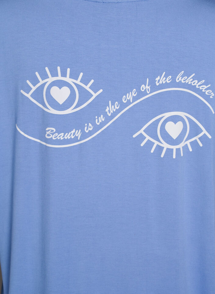 Løs viskose nat t-shirt, Blå, Packshot image number 3