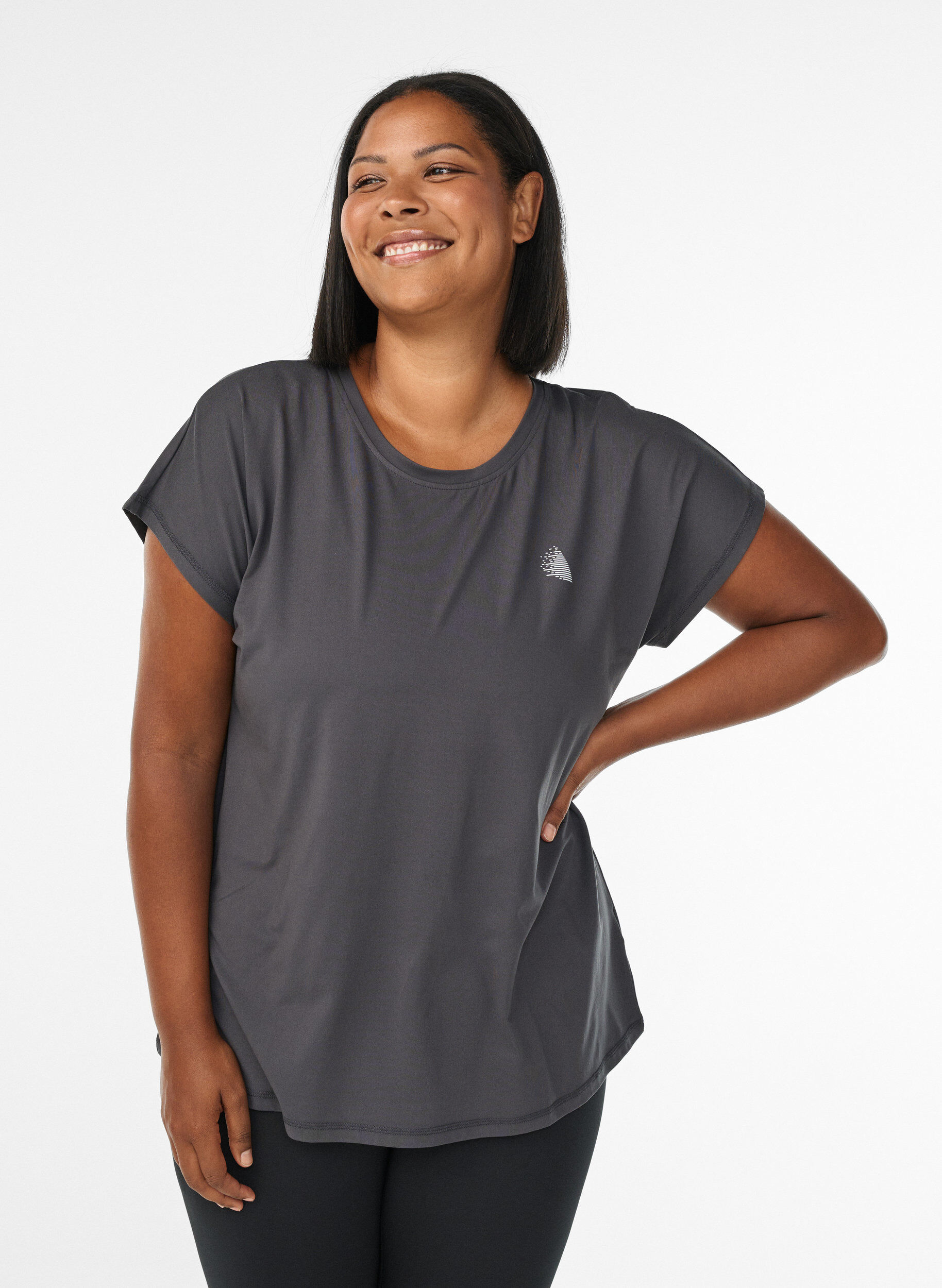 ZizziEnsfarvet tr&aelig;nings t-shirt, Gr&aring;, Model image number 0