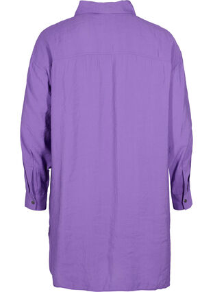Lang viskose skjorte med knapper, Royal Lilac, Packshot image number 1