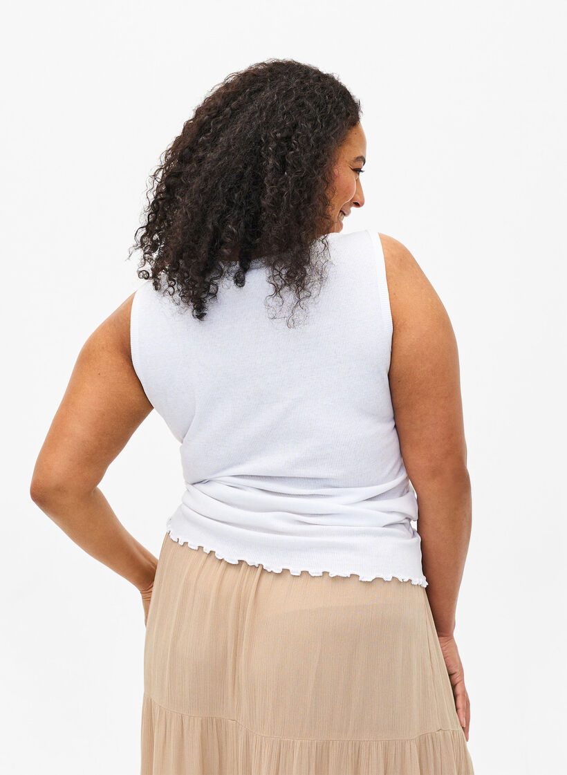 Rib tanktop med knapper, Bright White, Model image number 1