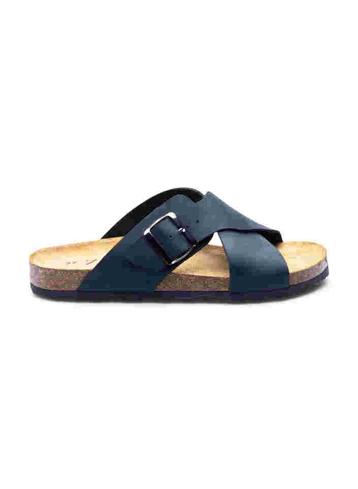 Læder sandal med bred pasform , Black, Packshot