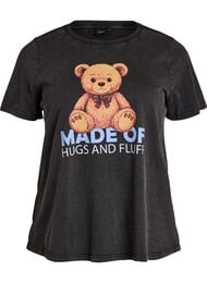 T-shirt i &oslash;kologisk bomuld med grafisk udtryk, Sort