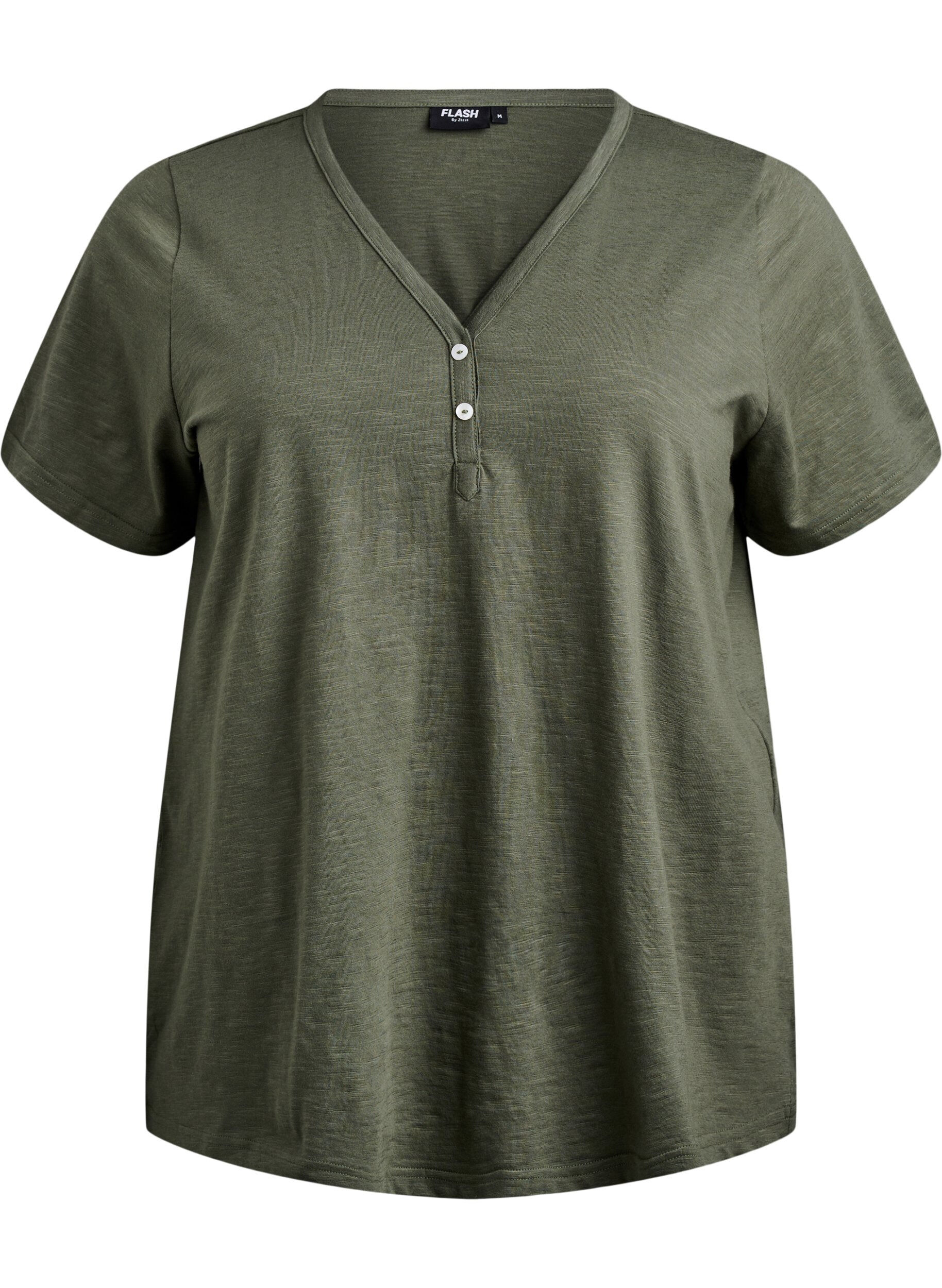 ZizziT-shirt med knapdetalje, Gr&oslash;n, Packshot image number 0