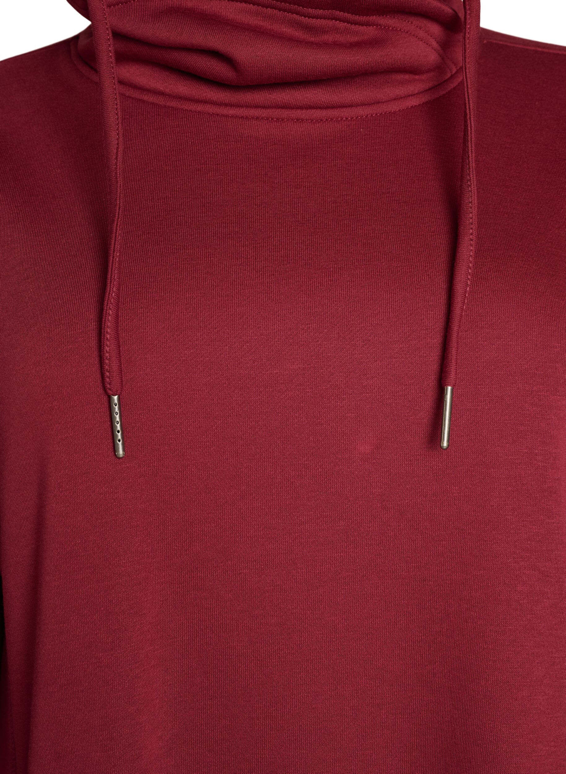 ZizziKort sweatkjole med h&oslash;j krave og lommer, R&oslash;d, Packshot image number 3