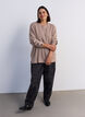 Strikbluse med ribstruktur og knapdetaljer, Beige, Model image number 1