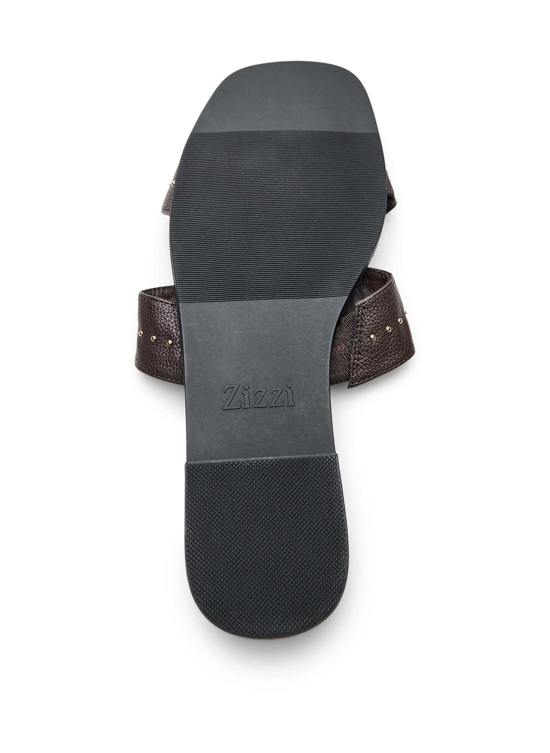 Zizzi Flade sandaler med nitter, Brun, Packshot image number 4