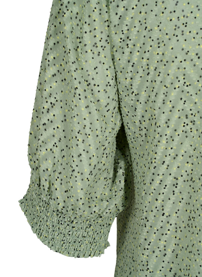 Prikket bluse med 1/2 &aelig;rmer, Seagrass Dot, Packshot image number 3