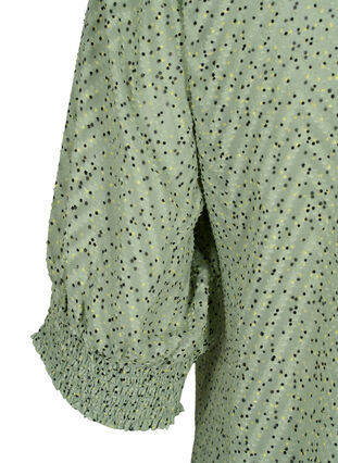 Prikket bluse med 1/2 ærmer, Seagrass Dot, Packshot image number 3