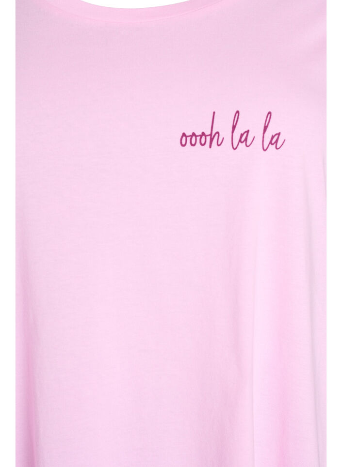 Kort&aelig;rmet natkjole i &oslash;kologisk bomuld , Lyser&oslash;d, Packshot image number 2