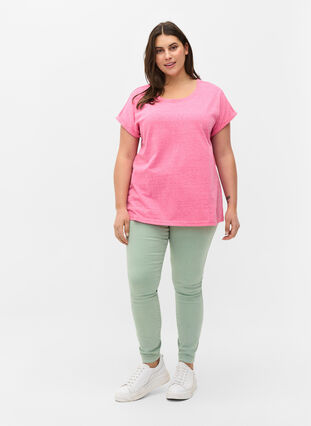Meleret bomulds t-shirt, Fandango Pink Mél, Model image number 2