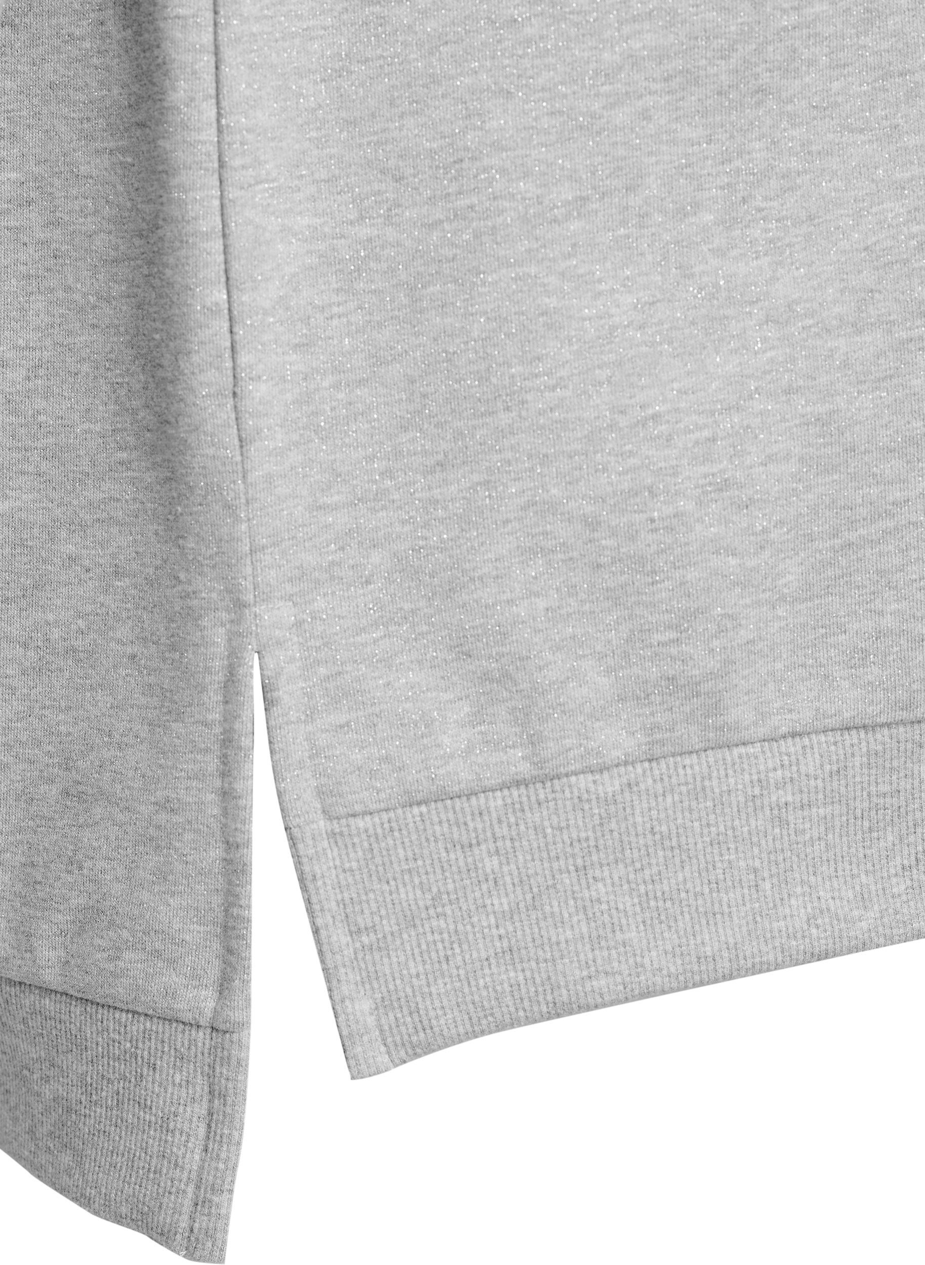 Zizzi Sweatshirt med slidser og glittertr&aring;d, Gr&aring;, Packshot image number 3