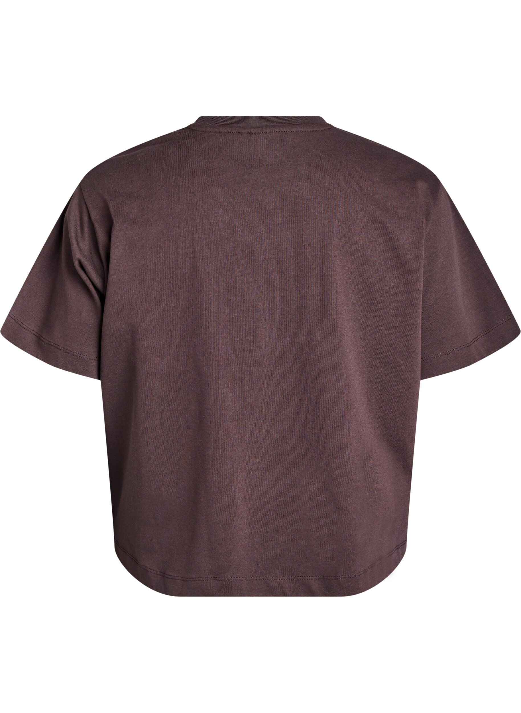 Zizzi Boxy t-shirt i bomuld, Brun, Packshot image number 1