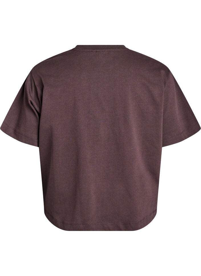Boxy t-shirt i bomuld, Brun, Packshot image number 1