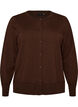Finstrikket cardigan med rund hals, Brun, Packshot image number 0