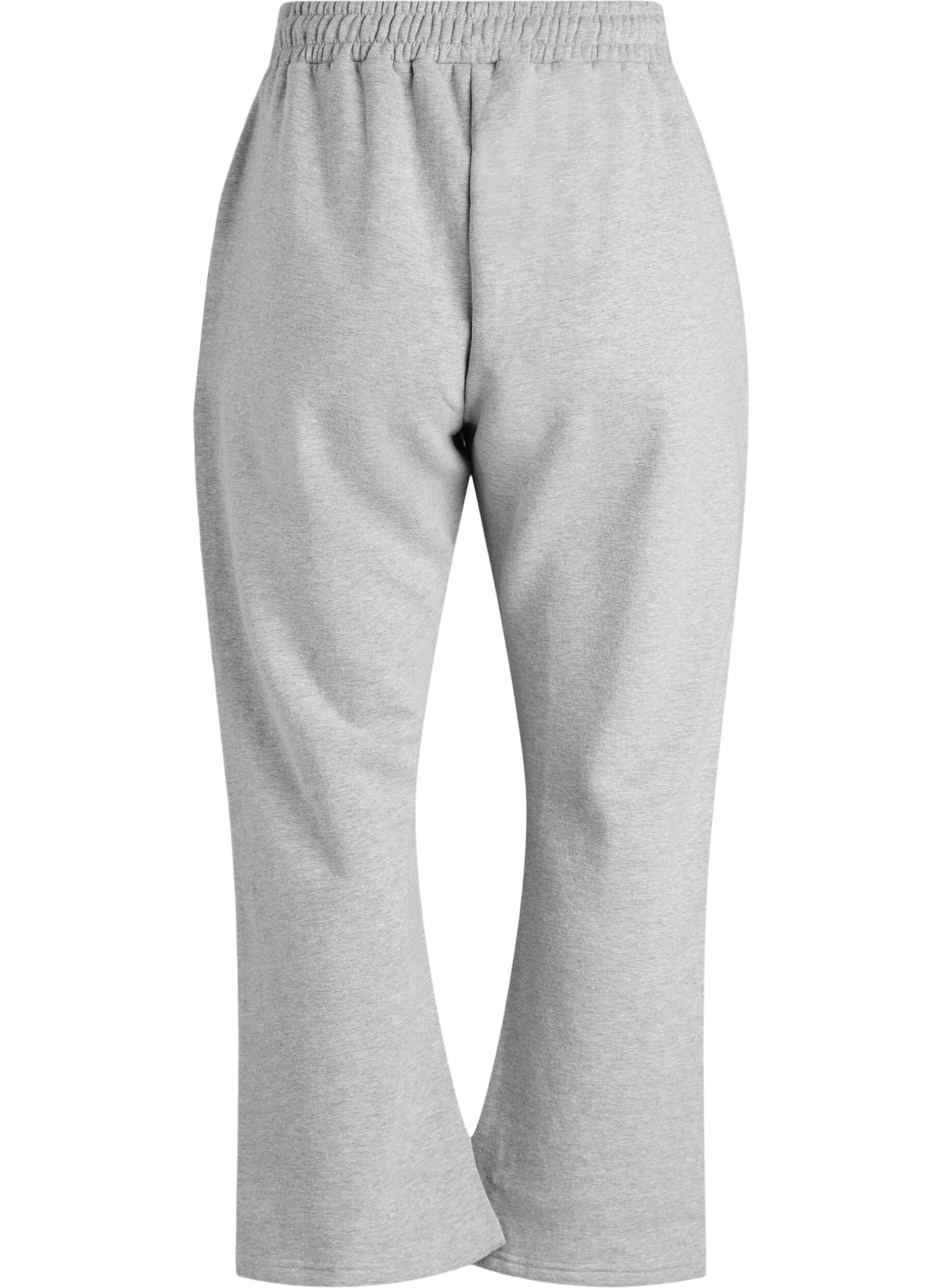 Zizzi Sweatpants med h&oslash;j talje og b&oslash;rstet inderside, Gr&aring;, Packshot image number 1