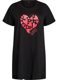 Kort&aelig;rmet natkjole i &oslash;kologisk bomuld, Sort