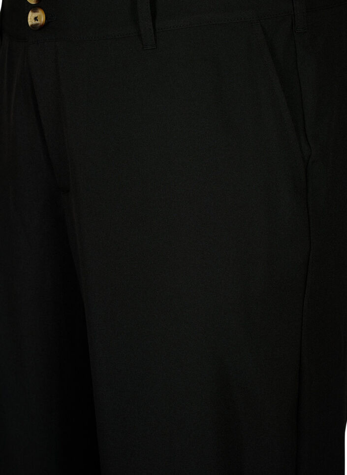 Højtaljede bukser med opsmøg, Black, Packshot image number 2