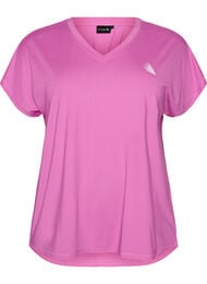 Kort&aelig;rmet tr&aelig;nings t-shirt med v-hals, Lilla
