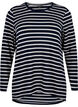 Langærmet bluse med striber, Evening Blue Stripe, Packshot image number 0