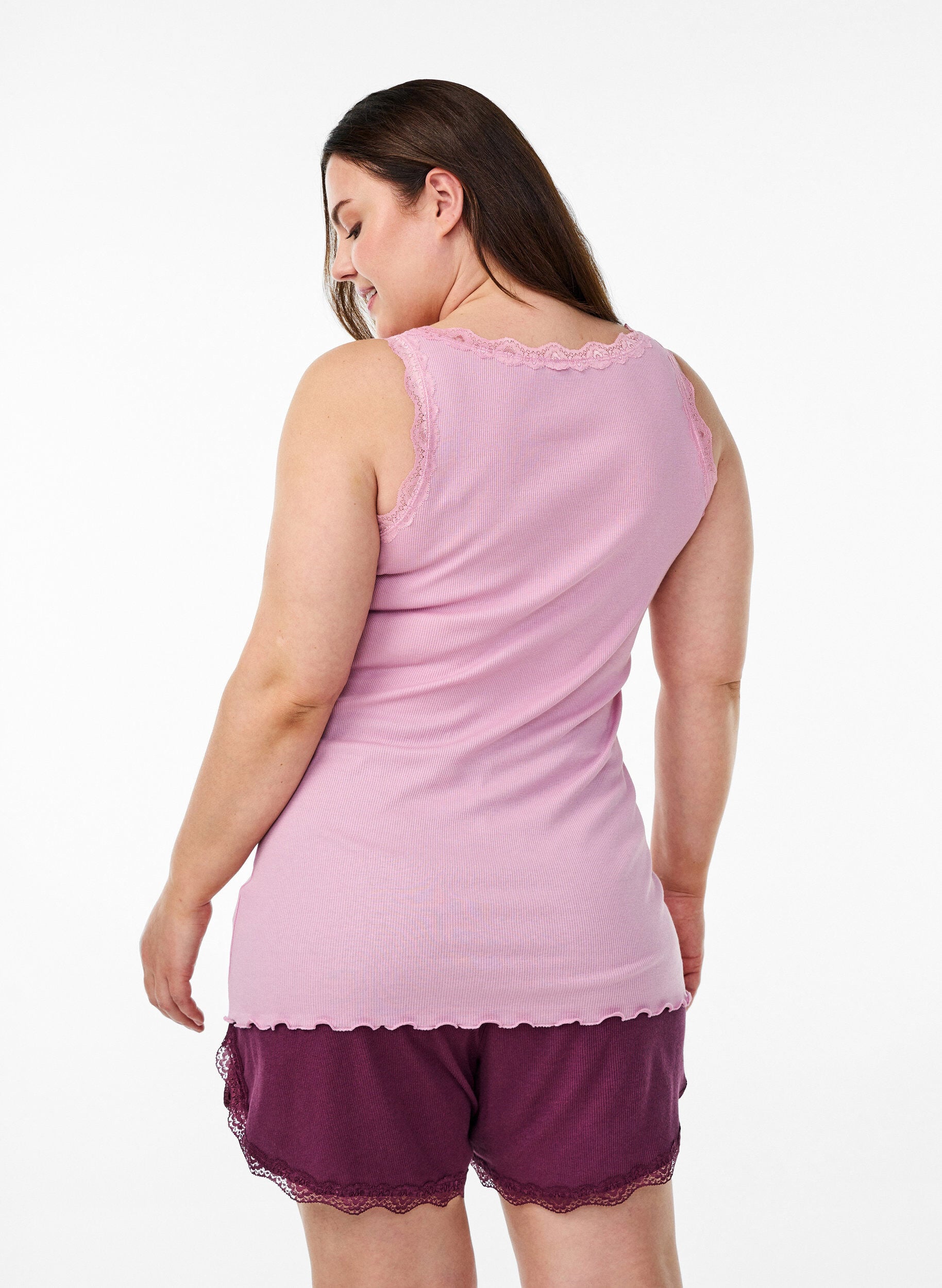 ZizziTop med blondekant, Lyser&oslash;d, Model image number 2