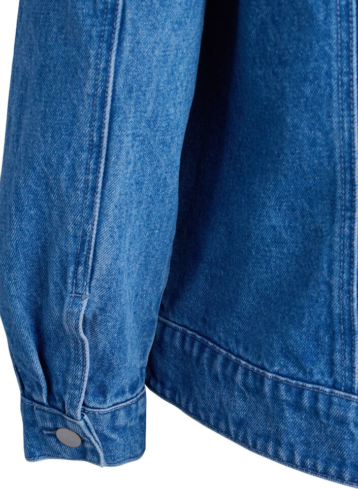 Denimjakke med rhinsten, Blå, Packshot image number 3