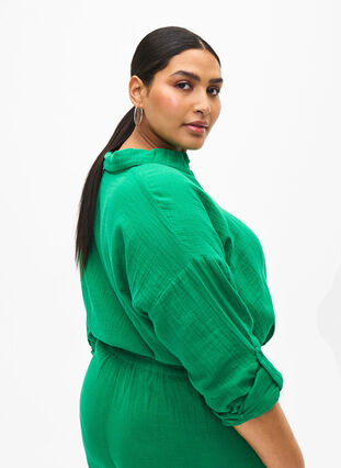 Skjorte med krave i bomuldsmusselin, Jolly Green, Model image number 1
