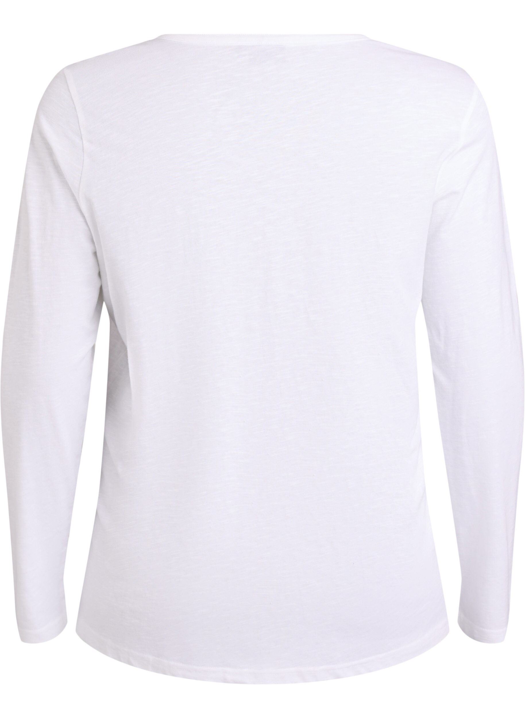 ZizziLang&aelig;rmet t-shirt med V-hals og knapper, Hvid, Packshot image number 1