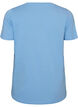 T-shirt i bomuld med frontprint og V-hals, Bl&aring;, Packshot image number 1