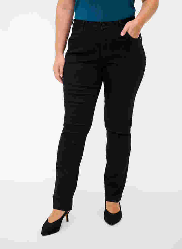 Slim fit Emily jeans med normal talje, Black, Model image number 3