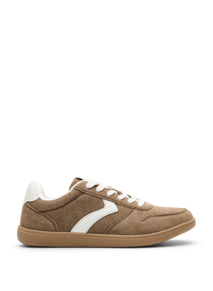 Sneakers i imiteret ruskind, Brun, Packshot image number 0