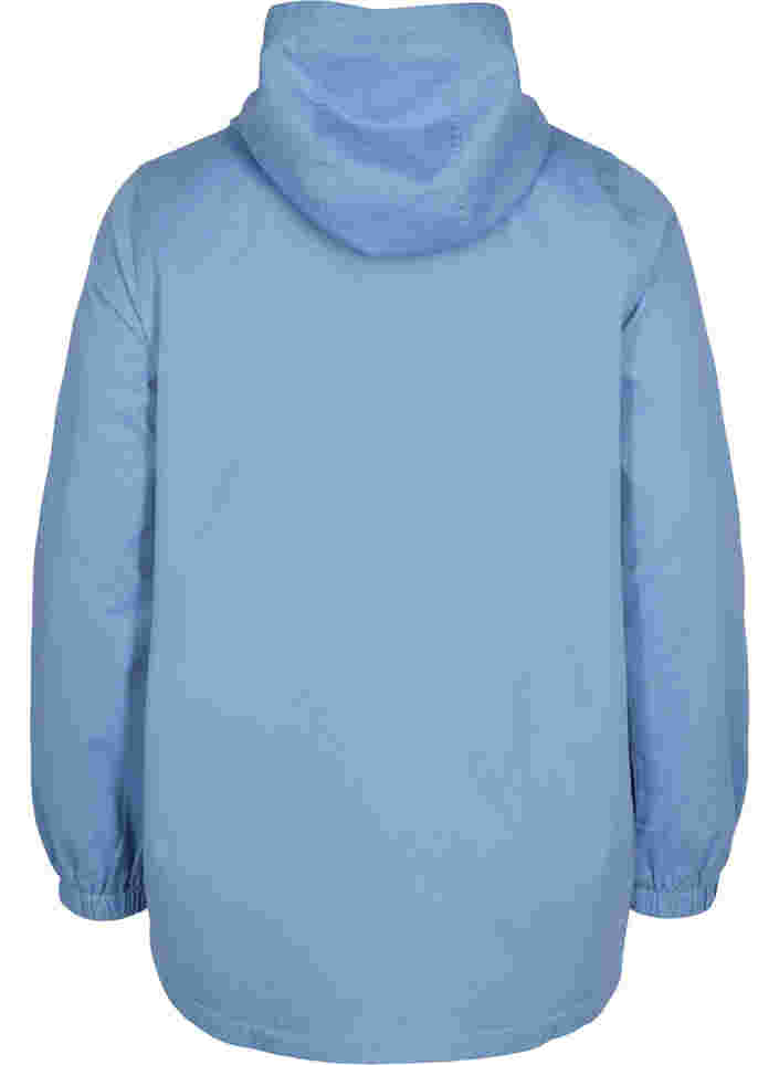 Kort parka jakke med hætte og justerbar bund, Blue Shadow, Packshot image number 1