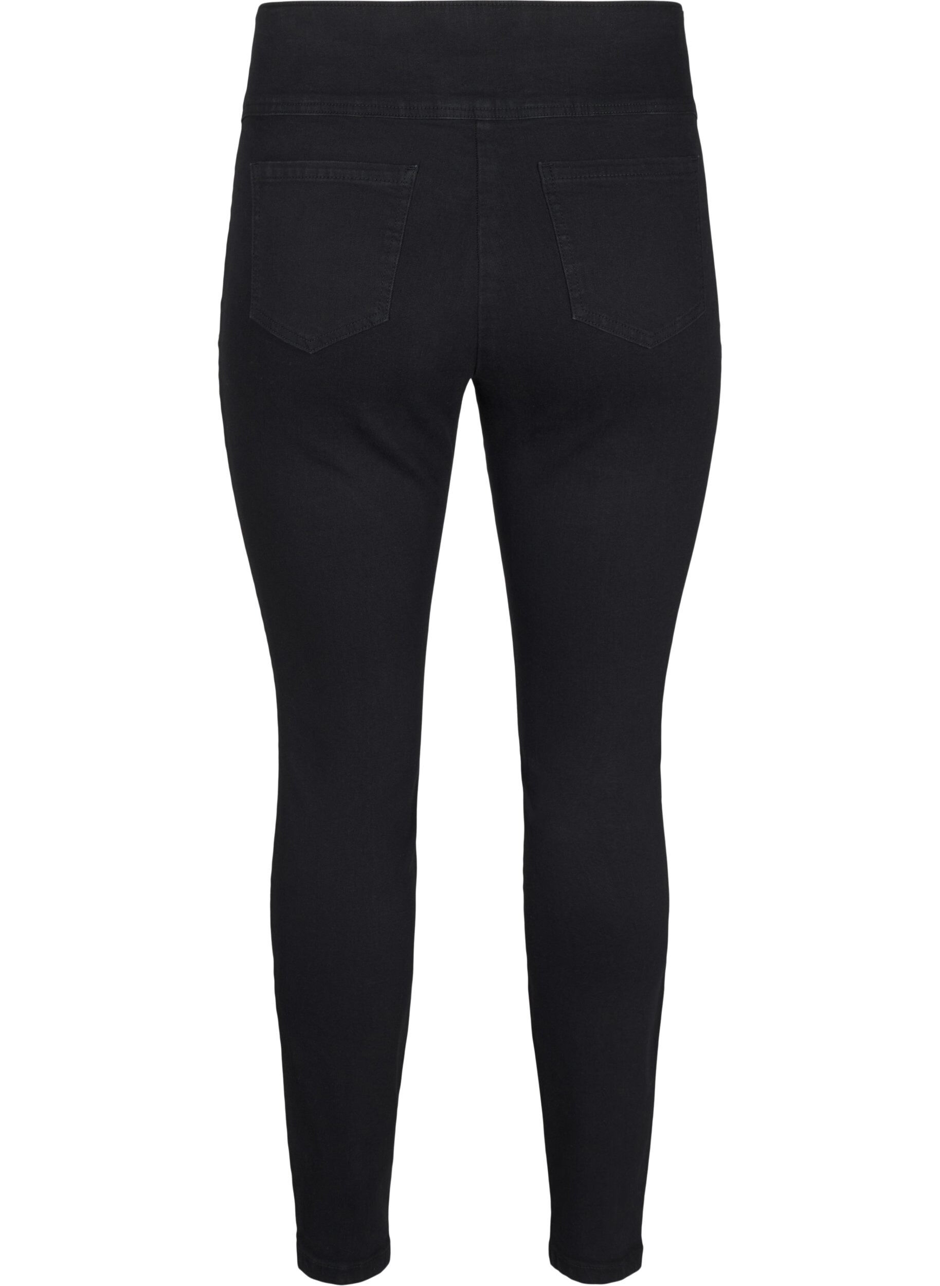 ZizziStretchy jeggings med h&oslash;j talje, Sort, Packshot image number 1
