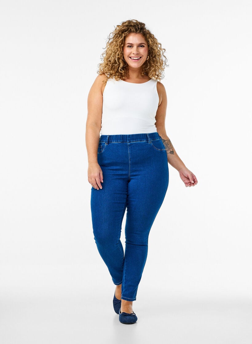 Jeggings med h&oslash;j talje, Bl&aring;, Model image number 0