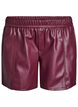Løse shorts i imiteret læder med elastisk linning, Mørk Bordeaux, Packshot image number 0
