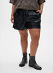 Løse shorts i imiteret læder med elastisk linning, Sort, Model image number 3