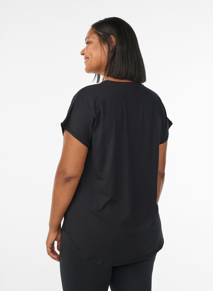 Kort&aelig;rmet tr&aelig;nings t-shirt med v-hals, Sort, Model image number 2
