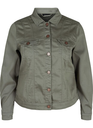 Kort farvet denim jakke, Agave Green, Packshot image number 0