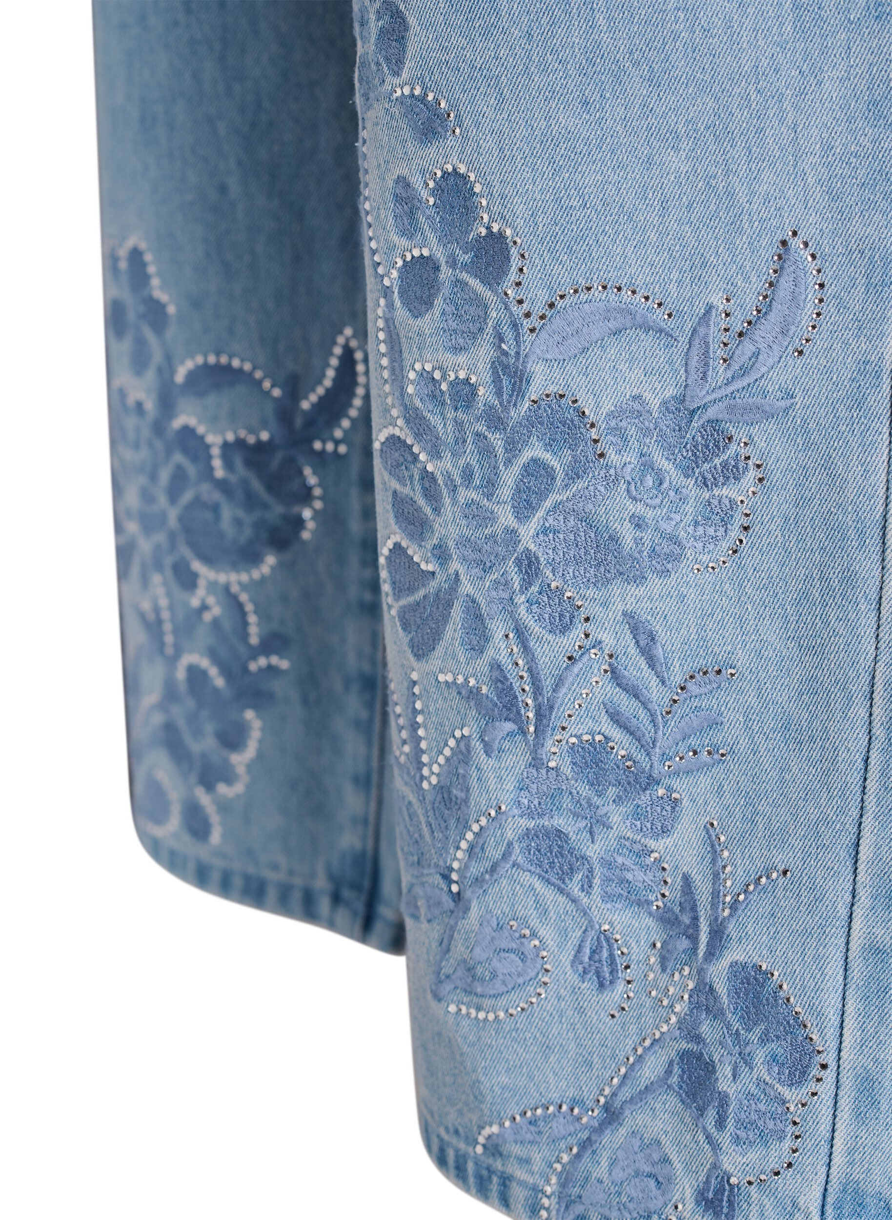 Zizzi Myra jeans med wide fit og blomsterdetaljer, Bl&aring;, Packshot image number 3