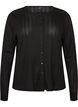 Cardigan i &oslash;kologisk bomuld med hulm&oslash;nster, Sort, Packshot image number 0