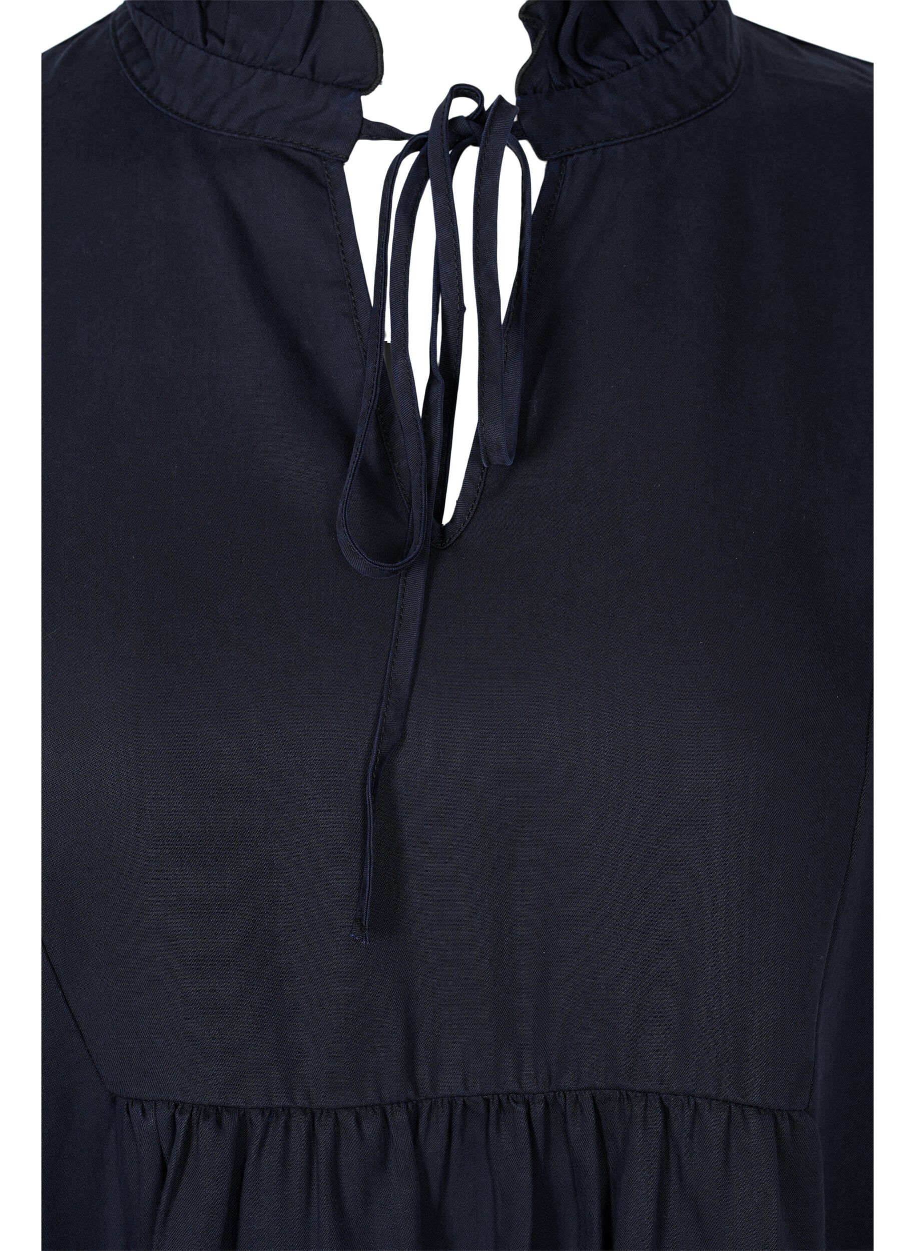 Zizzi Kjole med 3/4 &aelig;rmer i lyocell (TENCEL&trade;), Black, Packshot image number 2