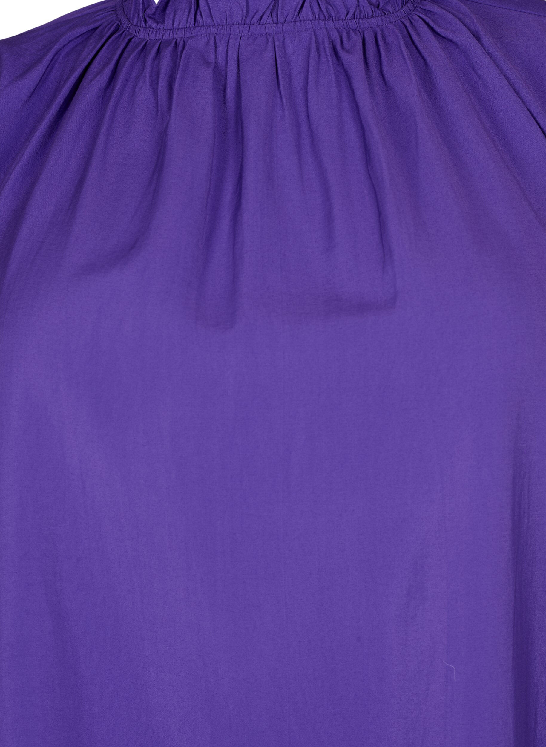 Zizzi Lang&aelig;rmet viskosebluse med fl&aelig;ser, Prism Violet, Packshot image number 2