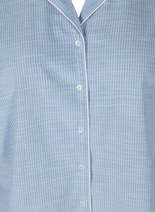 Stribet natskjorte i bomuld, White/Blue Stripe, Packshot image number 2