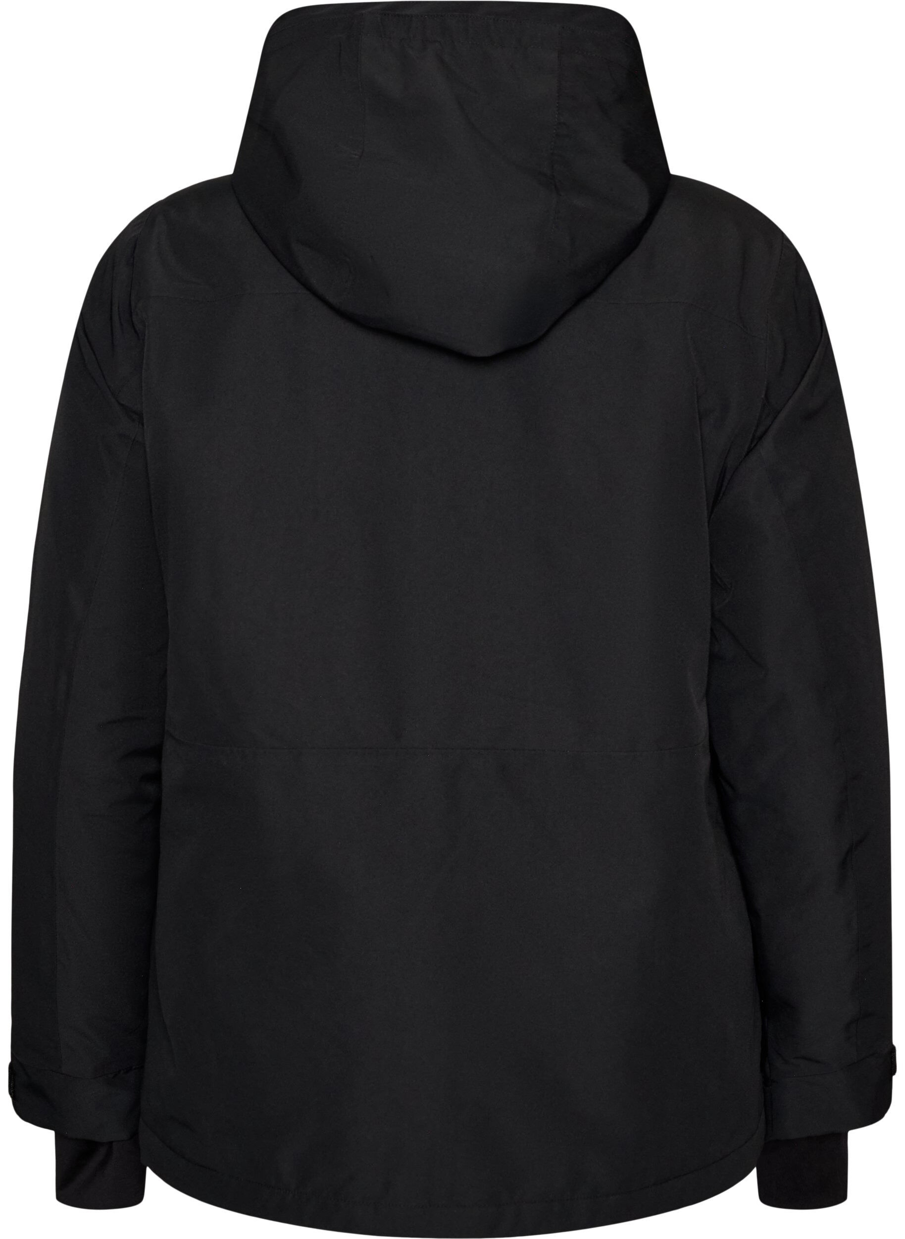 ZizziSkijakke med h&aelig;tte og lynl&aring;slommer, Sort, Packshot image number 1