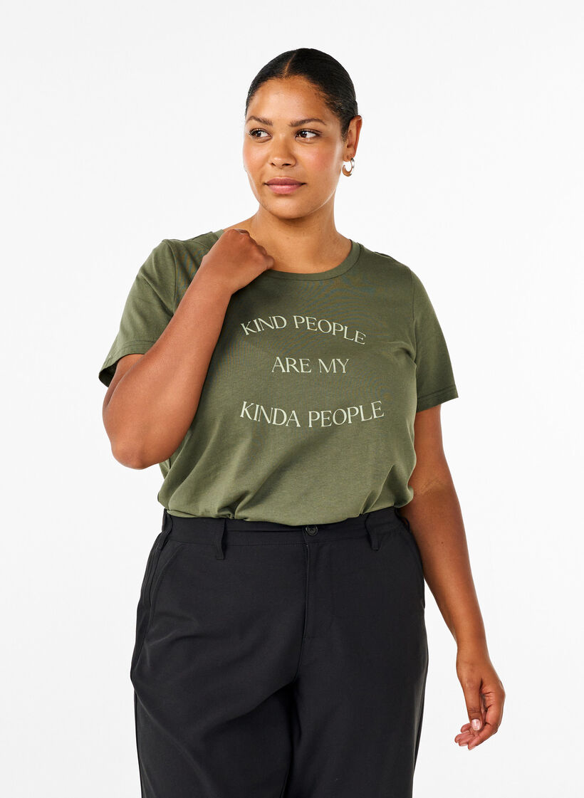 T-shirt med motiv, Thyme w. Kind People, Model image number 0
