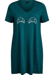 Natkjole i &oslash;kologisk bomuld med v-hals , Gr&oslash;n