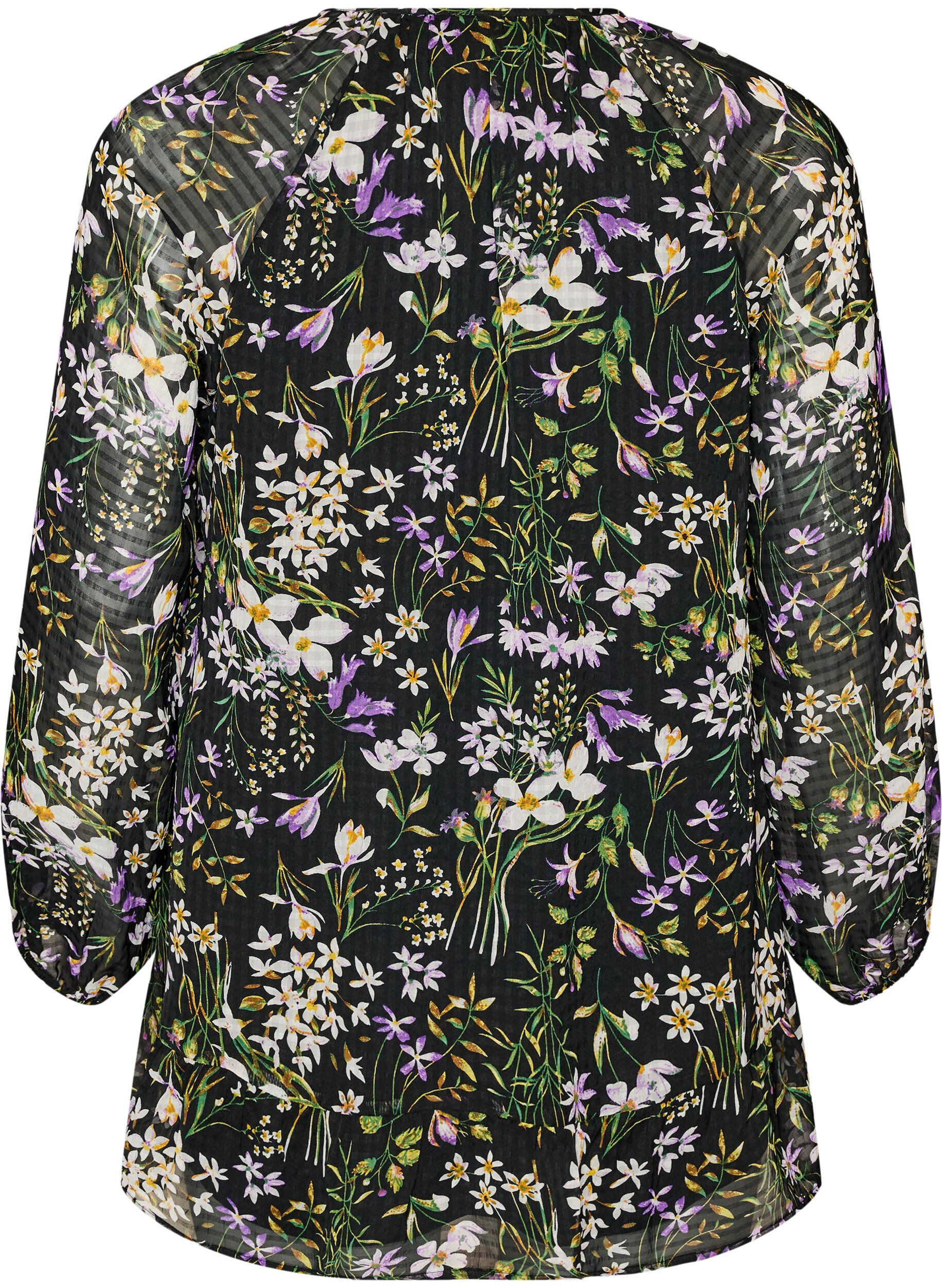 ZizziTunika med blomsterprint og A-form, Sort, Packshot image number 1