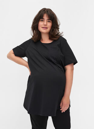 Kortærmet graviditets t-shirt i bomuld, Black, Model image number 0