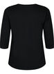 Basis bomulds t-shirt med 3/4 &aelig;rmer, Sort, Packshot image number 1